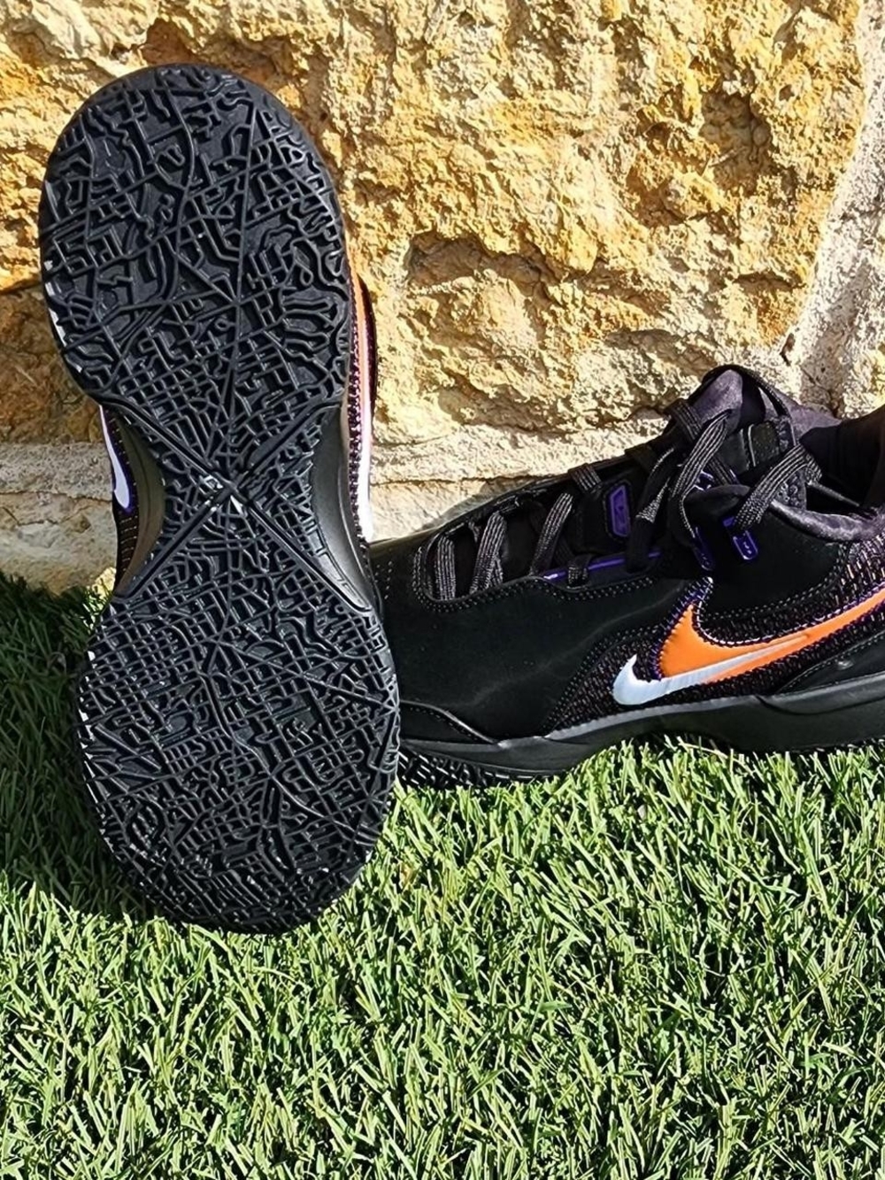 Nike Zoom LeBron NXXT Gen AMPD Sneakers - Black with Orange & Purple Swoosh